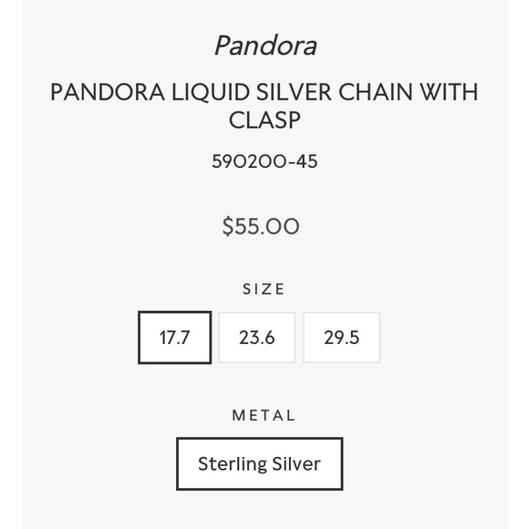 COPY - NEW Pandora 17.7” 590200-45 Sterling Silver Necklace Chain - Picture 13 of 14